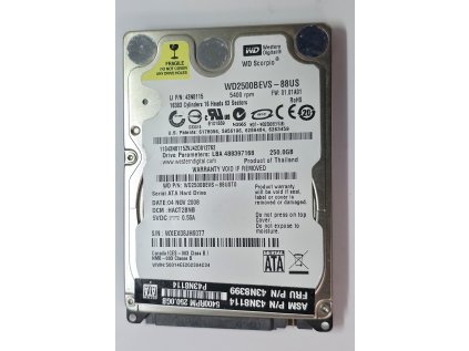 HDD do NB WDC WD2500BEVS-88USTO 250GB, SATA, 5400ot.