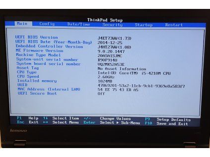 Základní deska 48.4LG04.021 z Lenovo ThinkPad L440 - zaheslovaný bios