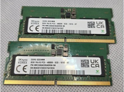 Paměť RAM do NB DDR5 Hynix 2x 8GB PC5-4800B-S SODIMM - HMCG66AEBSA095N