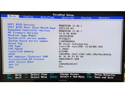 Základní deska NM-B461 s i3-8130U z Lenovo ThinkPad L580