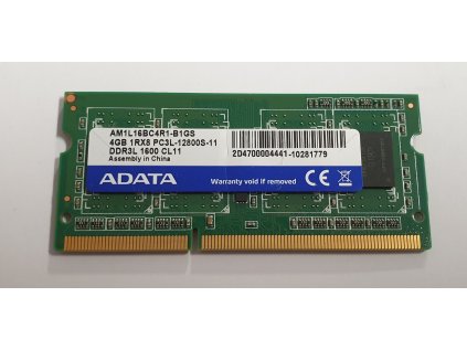 Paměť RAM do NB ADATA AM1L16BC4R1-B1GS 4GB 1600MHz DDR3L PC3