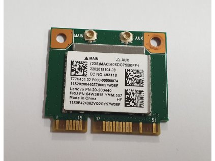 Wifi modul + Bluetooth RTL8723BE / 04W3818 z Lenovo IdeaPad 100-15IBD