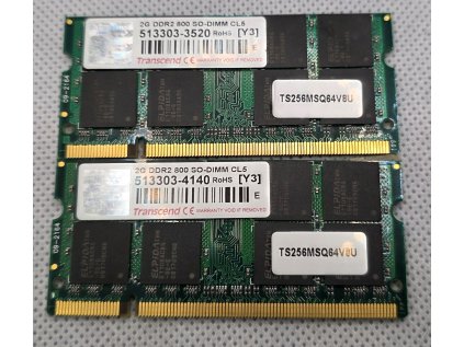 Paměť RAM do NB Transcend 4GB DDR2 2 x 2GB 800 Mhz CL5 -TS256MSQ64V8U