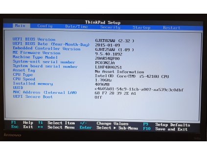 Základní deska NM-A052 s Intel i5 4210U z Lenovo ThinkPad T440s heslo