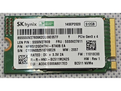 SSD NVME disk SK Hynix BC511 512GB M.2 2242 42mm NVMe PCIe Gen 3