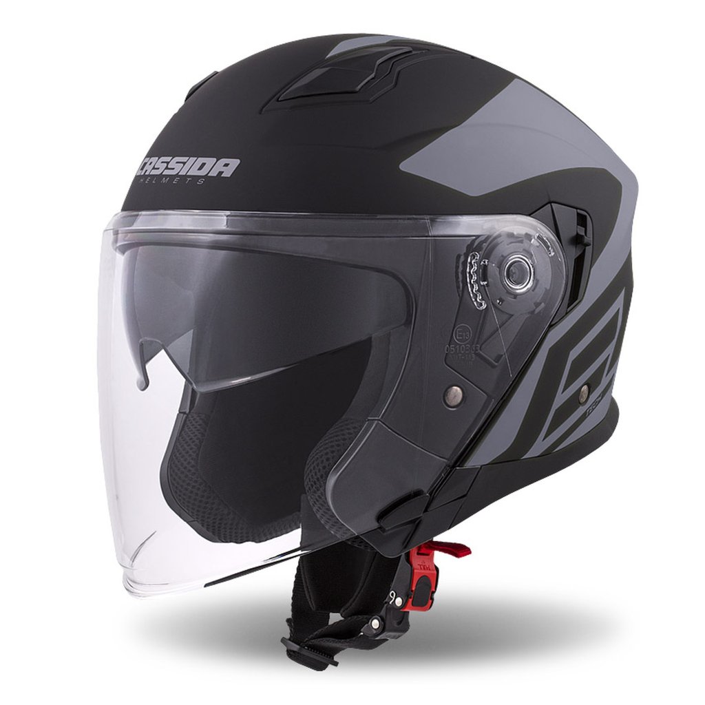 přilba Jet Tech Corso, CASSIDA (černá matná/šedá) (Velikost S (55 až 56 cm))