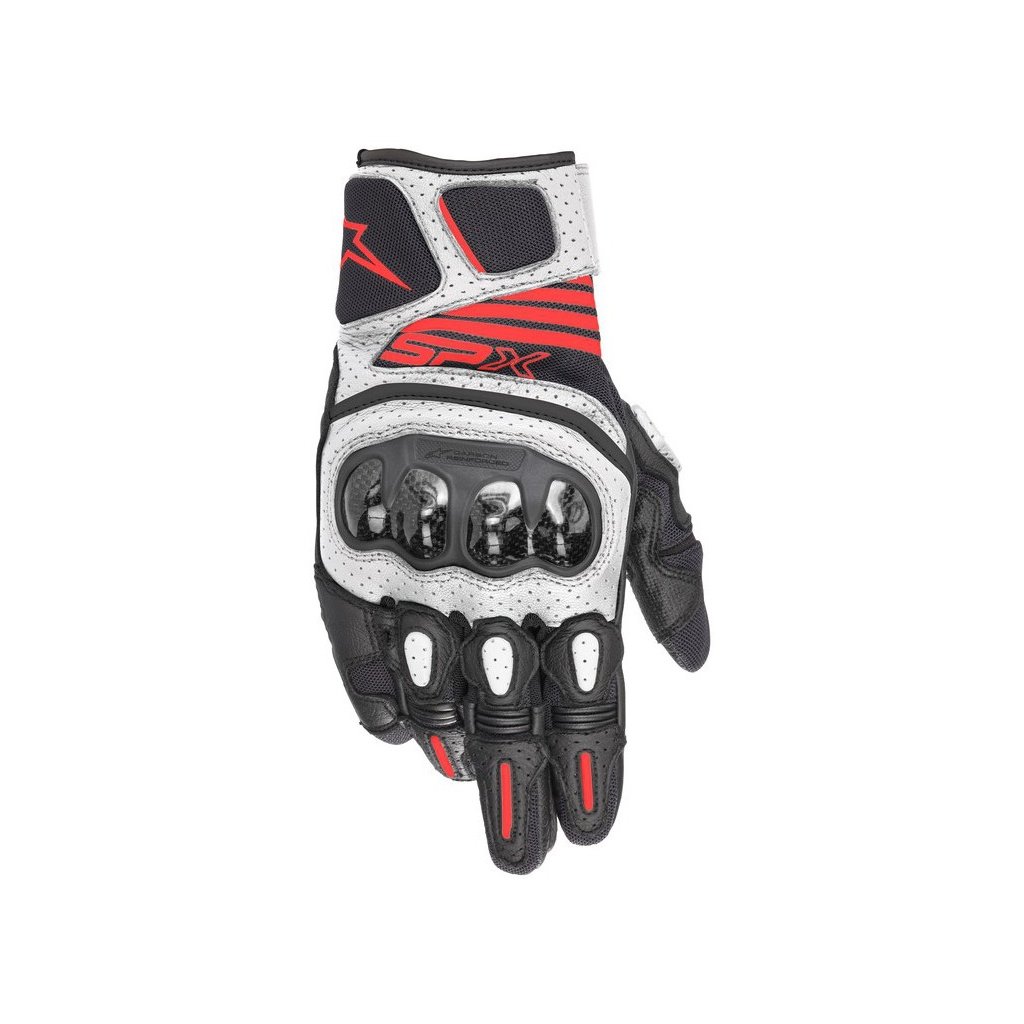 rukavice SP X AIR CARBON 2, ALPINESTARS (černá/bílá/červená fluo) 2026 (Velikost S)