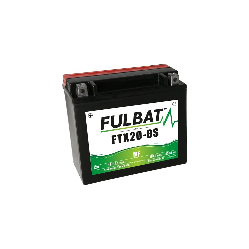 baterie 12V, YTX20-BS, 18Ah, 270A, bezúdržbová MF AGM 175x87x155 FULBAT (vč. balení elektrolytu)