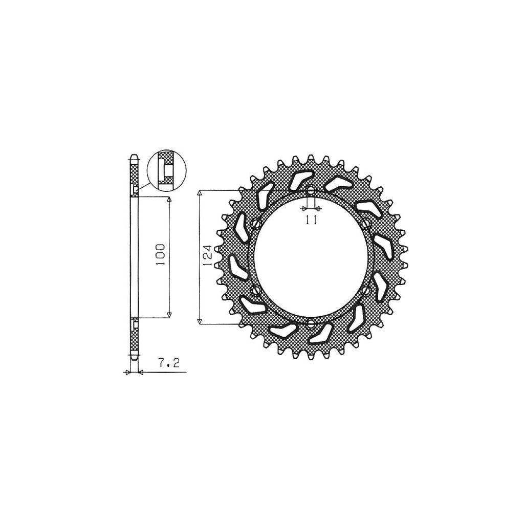 ocelová rozeta pro sekundární řetězy typu 525, SUNSTAR (42 zubů)