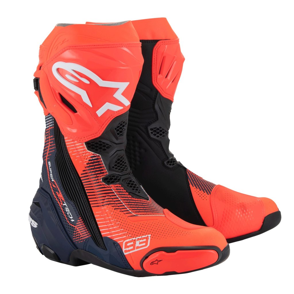 boty SUPERTECH R VENTED limitovaná edice MM93 MARC MARQUEZ, ALPINESTARS (červená fluo/tmavě modrá/černá) 2025 (Velikost 45)