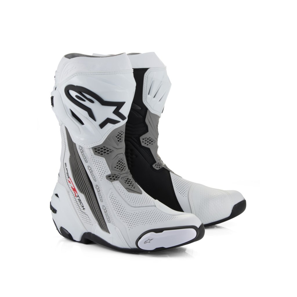 boty SUPERTECH R VENTED, ALPINESTARS (bílá/světle šedá/černá, perforovaná obšívka) 2026 (Velikost 37)