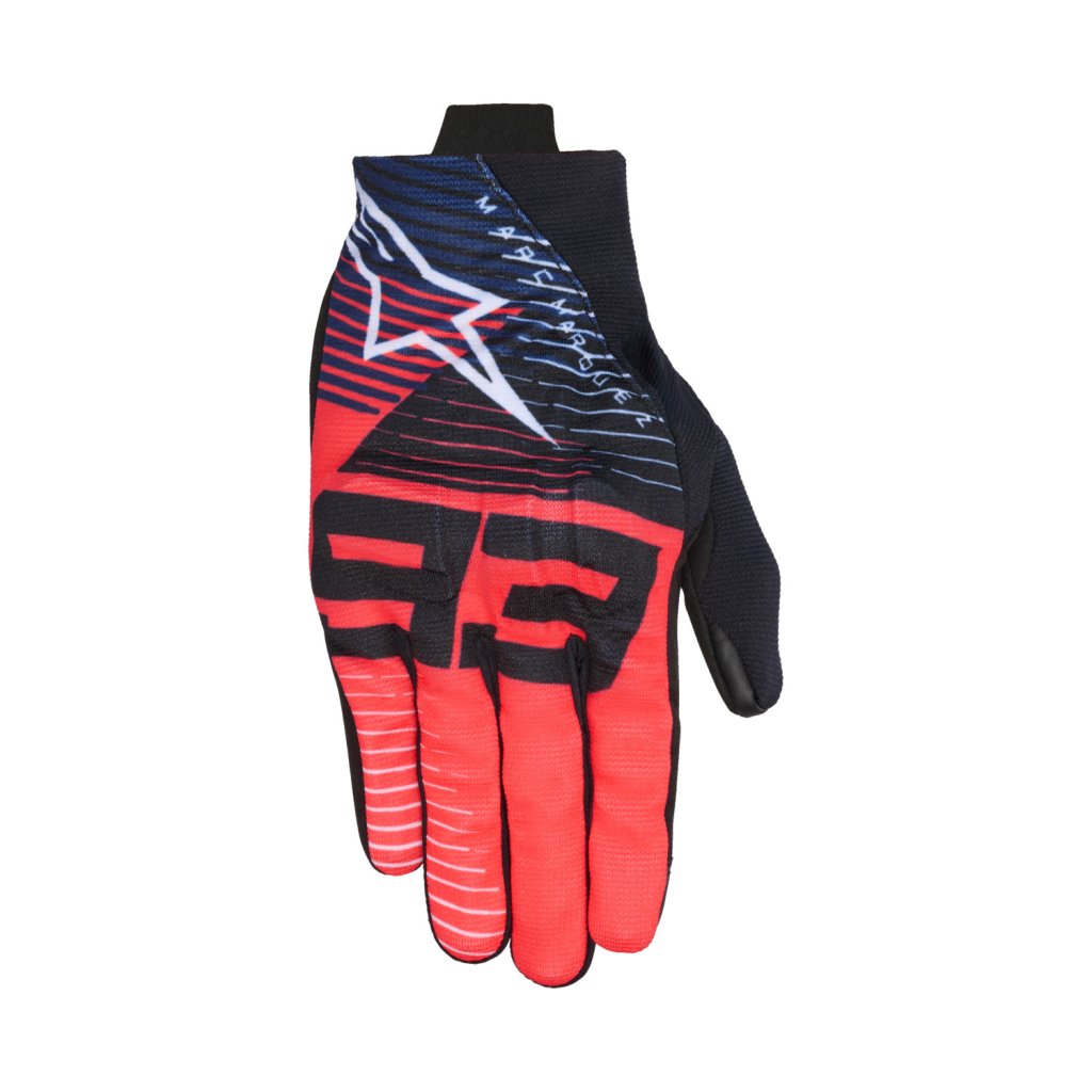 rukavice REEF V2 MM93 kolekce, ALPINESTARS (červená fluo/černá/modrá/bílá) 2026 (Velikost S)