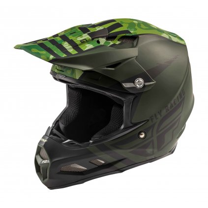 přilba F2 Carbon GRANITE, FLY RACING (tmavě zelená/černá, se systémem ochrany MIPS)