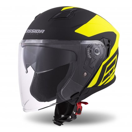 přilba Jet Tech Corso, CASSIDA (černá matná/žlutá fluo) (Velikost XS (53 až 54 cm))