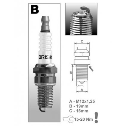 zapalovací svíčka B12S řada Silver Racing, BRISK - Česká Republika