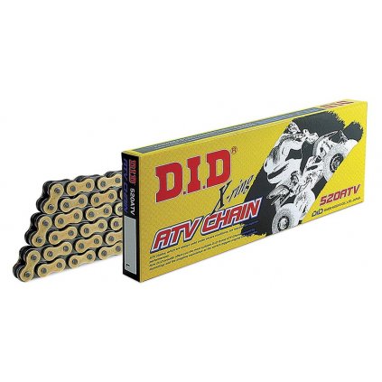 řetěz 520ATV, D.I.D. - Japonsko (barva černo-zlatá, 112 článků vč. spojky ZJ)