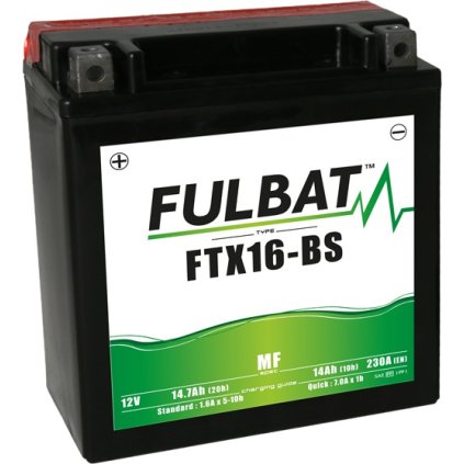 baterie 12V, FTX16-BS, 14Ah, 230A, bezúdržbová MF AGM 150x87x161 FULBAT (vč. balení elektrolytu)