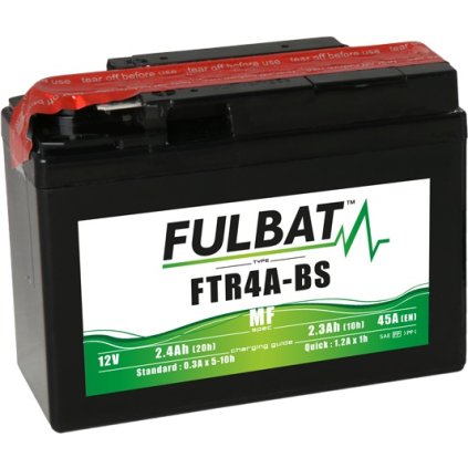 baterie 12V, FTR4A-BS, 2,4Ah, 35A, bezúdržbová MF AGM 114x49x86, FULBAT (vč. balení elektrolytu)