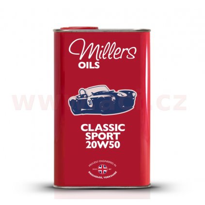 MILLERS OILS Classic Sport Pistoneeze 20W50, motorový polosyntetický, olej (v plechovém retro obalu) 1 l