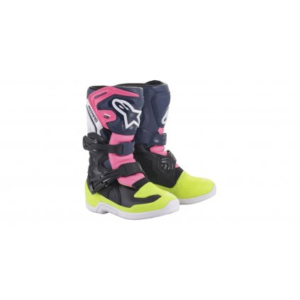 boty TECH 3S KIDS, ALPINESTARS, dětské (černá/modrá/růžová/žlutá fluo)