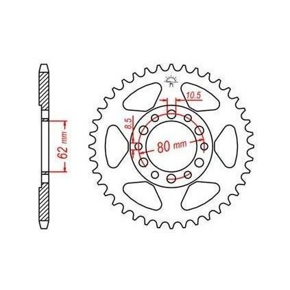 ocelová rozeta pro sekundární řetězy typu 428, JT - Anglie (37 zubů)