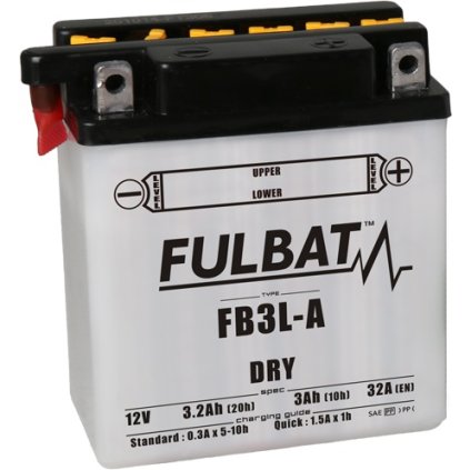 baterie 12V, YB3L-A, 3,2Ah, 25A, konvenční 98x56x110 FULBAT (vč. balení elektrolytu)