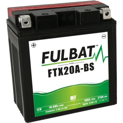 baterie 12V, FTX20A-BS, 18Ah, 230A, bezúdržbová MF AGM 150x87x161 FULBAT (vč. balení elektrolytu)