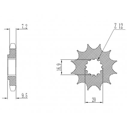 řetězové kolečko pro sekundární řetězy typu 428, SUNSTAR (15 zubů)