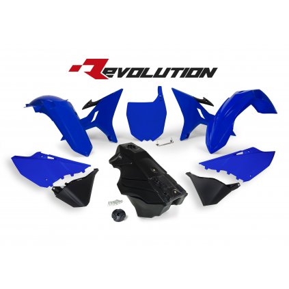 sada plastů Yamaha - REVOLUTION KIT pro YZ 125/250 02-21, RTECH (modro-černá, 7 dílů)