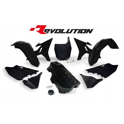 sada plastů Yamaha - REVOLUTION KIT pro YZ 125/250 02-21, RTECH (černá, 7 dílů)
