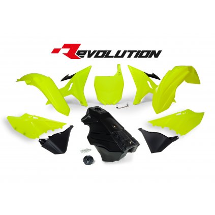 sada plastů Yamaha - REVOLUTION KIT pro YZ 125/250 02-21, RTECH (neon žlutá-černá, 7 dílů)