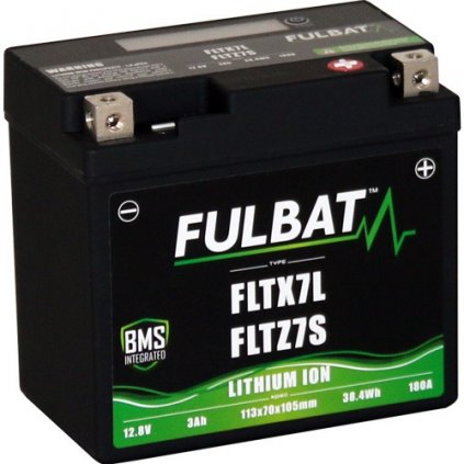 lithiová baterie LiFePO4 YTZ7S FULBAT 12V, 3Ah, 180A, hmotnost 0,42 kg, 113x70x105