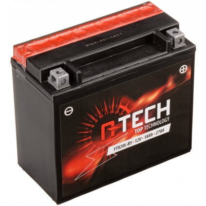 baterie 12V, YTX20L-BS, 18Ah, 270A, bezúdržbová MF AGM 175x87x155, A-TECH (vč. balení elektrolytu)