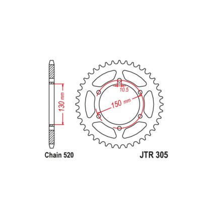 ocelová rozeta pro sekundární řetězy typu 520, JT (46 zubů)