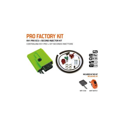 PRO FACTORY KIT řídící jednotky RX1 PRO s přepínačem MAP a druhým vstřikovačem, GET (kit-ECU+přepínač MAP+WifiCOM+vstřikovač č.2)