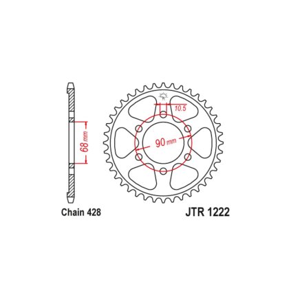 ocelová rozeta pro sekundární řetězy typu 428, JT (47 zubů)