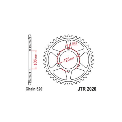 ocelová rozeta pro sekundární řetězy typu 520, JT (41 zubů)