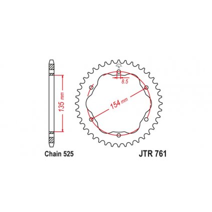 ocelová rozeta pro sekundární řetězy typu 525, JT (41 zubů)