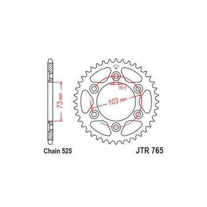 ocelová rozeta pro sekundární řetězy typu 525, JT (43 zubů)