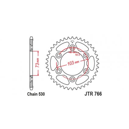 ocelová rozeta pro sekundární řetězy typu 530, JT (43 zubů)