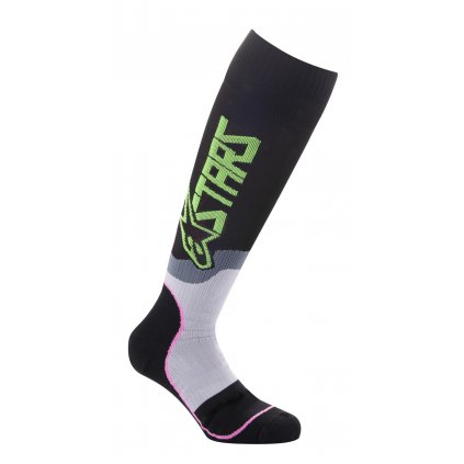 ponožky MX PLUS-2 SOCKS 2022, ALPINESTARS, dětské (černá/zelená neon/růžová fluo)
