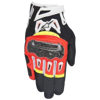 rukavice SMX-2 AIR CARBON, ALPINESTARS (červené/černé/bílé/žluté fluo) 2025 (Velikost S)