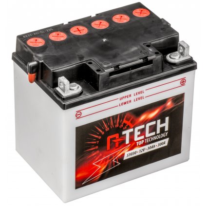 baterie 12V, 53030, 30Ah, 300A, pravá, konvenční 186x130x171, A-TECH (vč. balení elektrolytu)