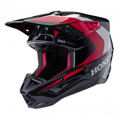 přilba S-M5 HONDA kolekce, ALPINESTARS (černá/červená/šedá) 2025 (Velikost XS (obvod 53 - 54 cm))