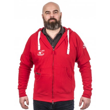 Mikina ACI s kapucí celopropínací na zip červená (Velikost M)