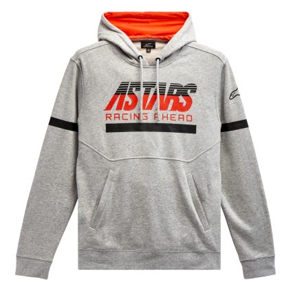 mikina CLUB HOODIE, ALPINESTARS (šedá/černá/červená) (Velikost M)