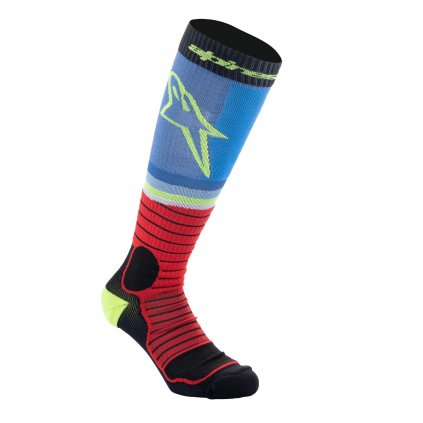 ponožky MX PRO, ALPINESTARS (černá/červená fluo/žlutá fluo/modrá) 2024