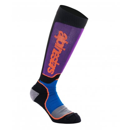 ponožky MX PLUS, ALPINESTARS (černá/oranžová/fialová/modrá/šedá) 2025 (Velikost S)
