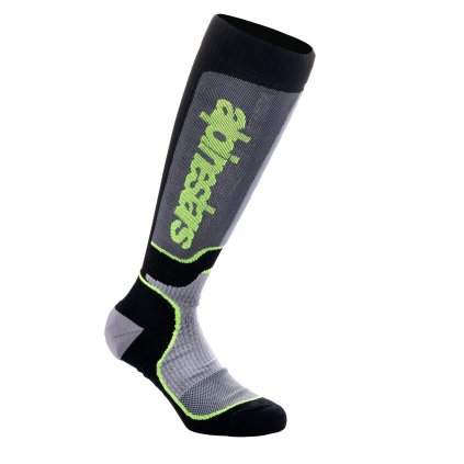 ponožky MX PLUS, ALPINESTARS (černá/šedá/žlutá fluo) 2025 (Velikost S)