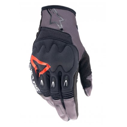rukavice TECHDURA, ALPINESTARS (černá/hnědá/červená fluo) 2025 (Velikost S)